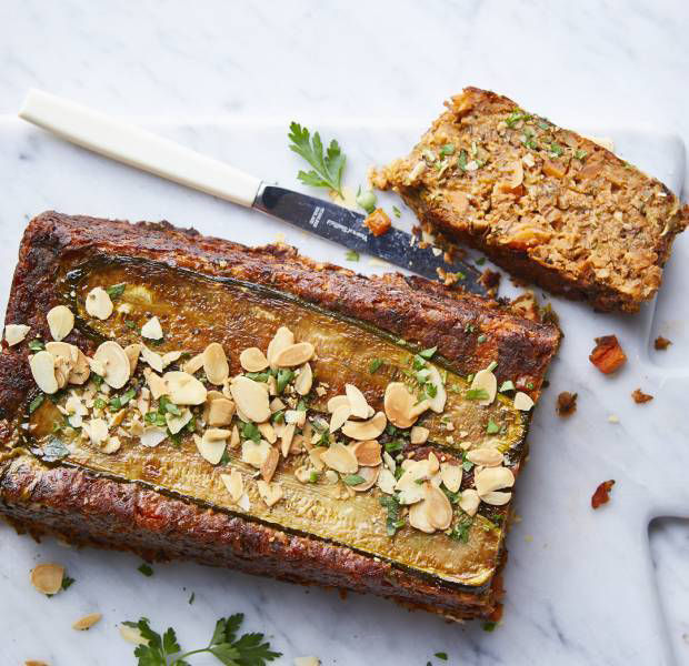 Meat-free courgette and lentil loaf