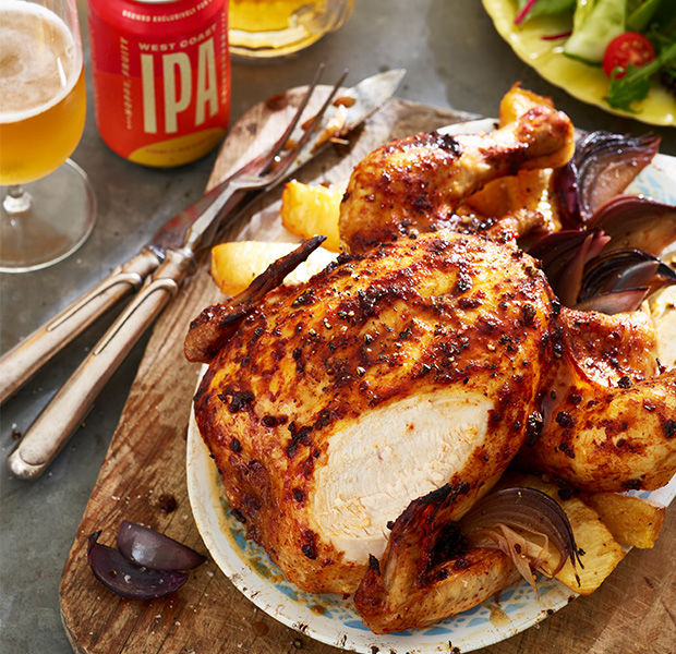 Spicy beercan chicken