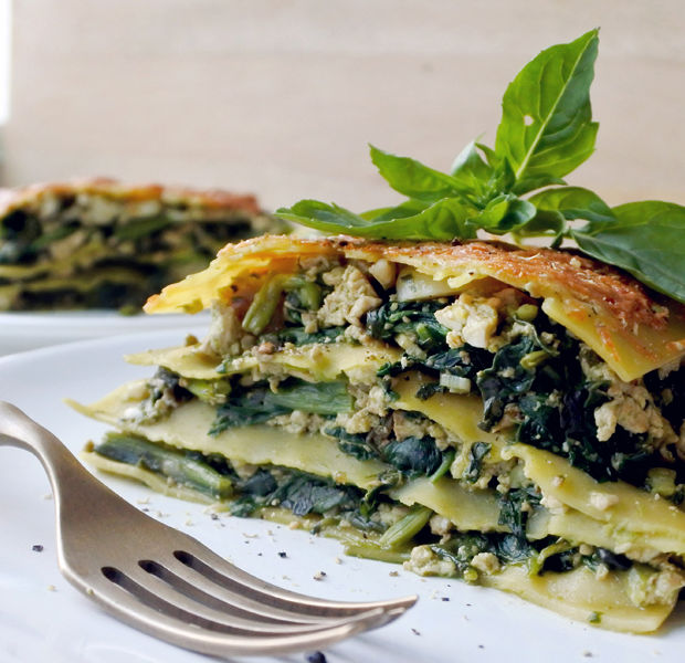 Spinach and ricotta cheese lasagne
