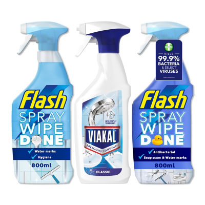 Viakal & Flash Multipurpose Bathroom Cleaning Spray Bundle x3 - ASDA  Groceries