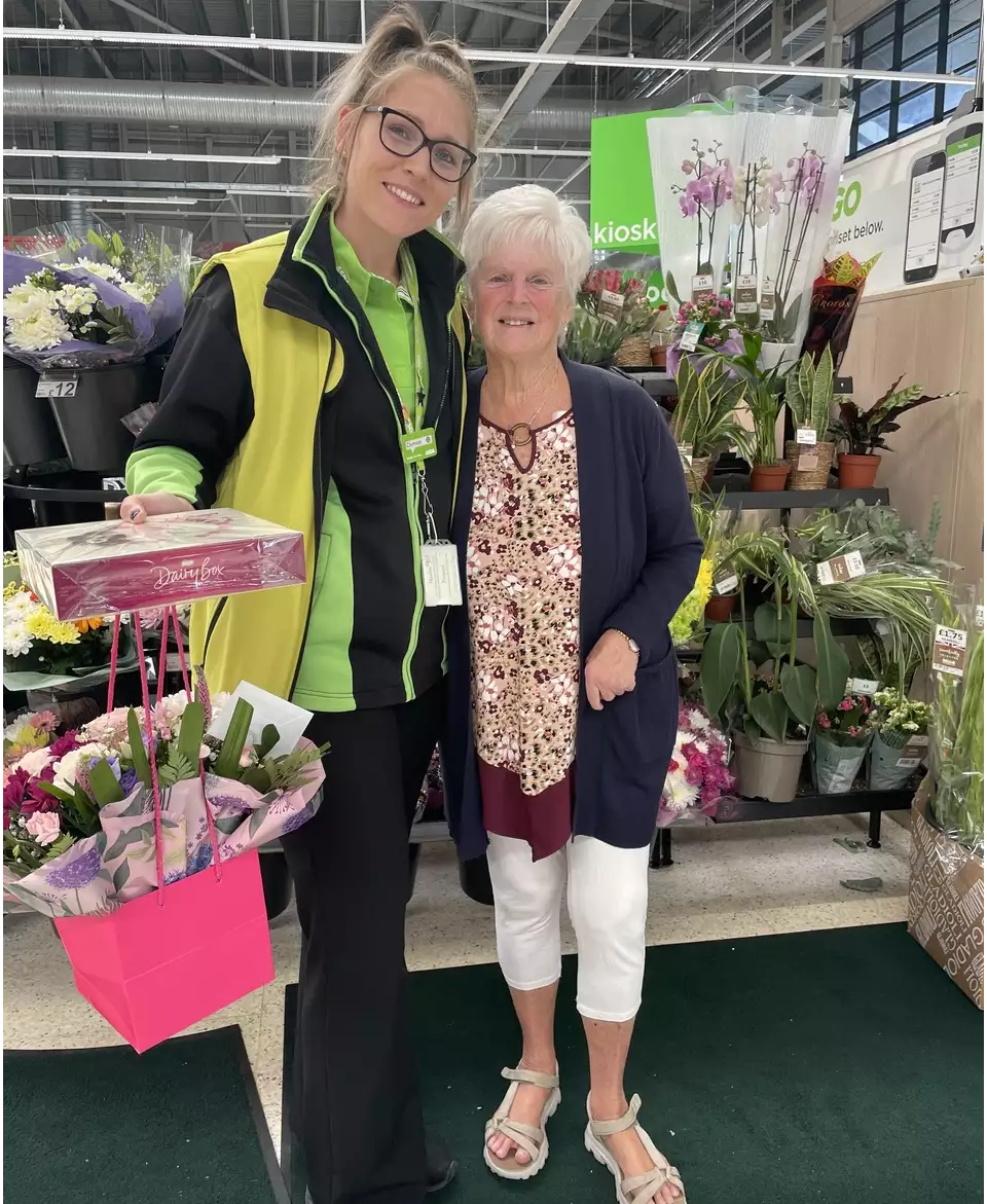 Cherisse Robinson from Asda Swindon Haydon with customer Beryl Hawkridge