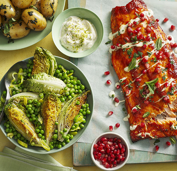 Side of salmon with harissa and pomegranate