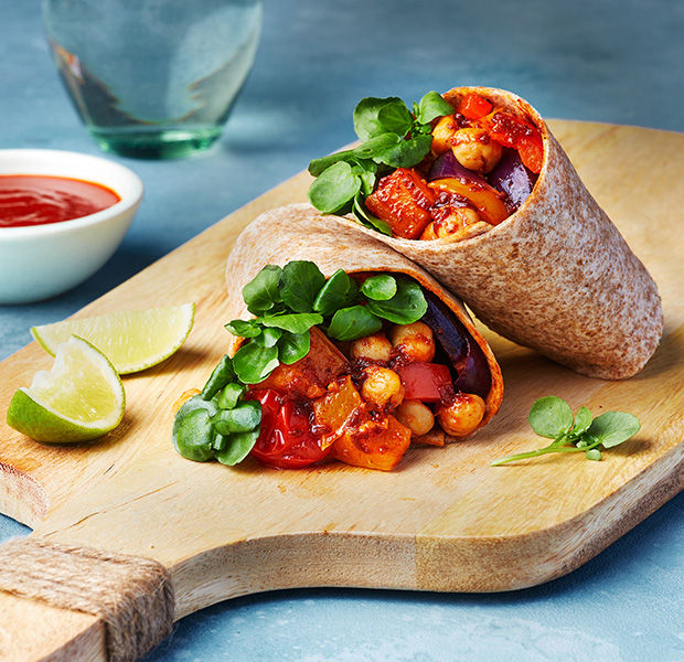 Roasted chickpea and butternut squash burritos