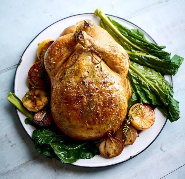 Oregano and lemon roast chicken