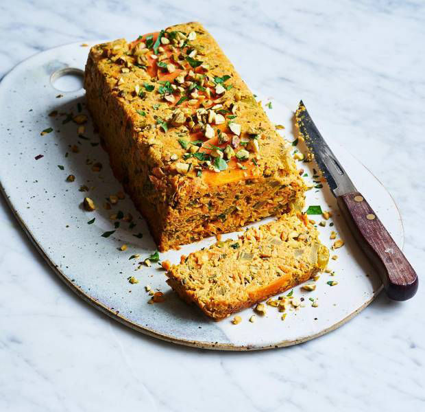 Carrot and pistachio vegan loaf