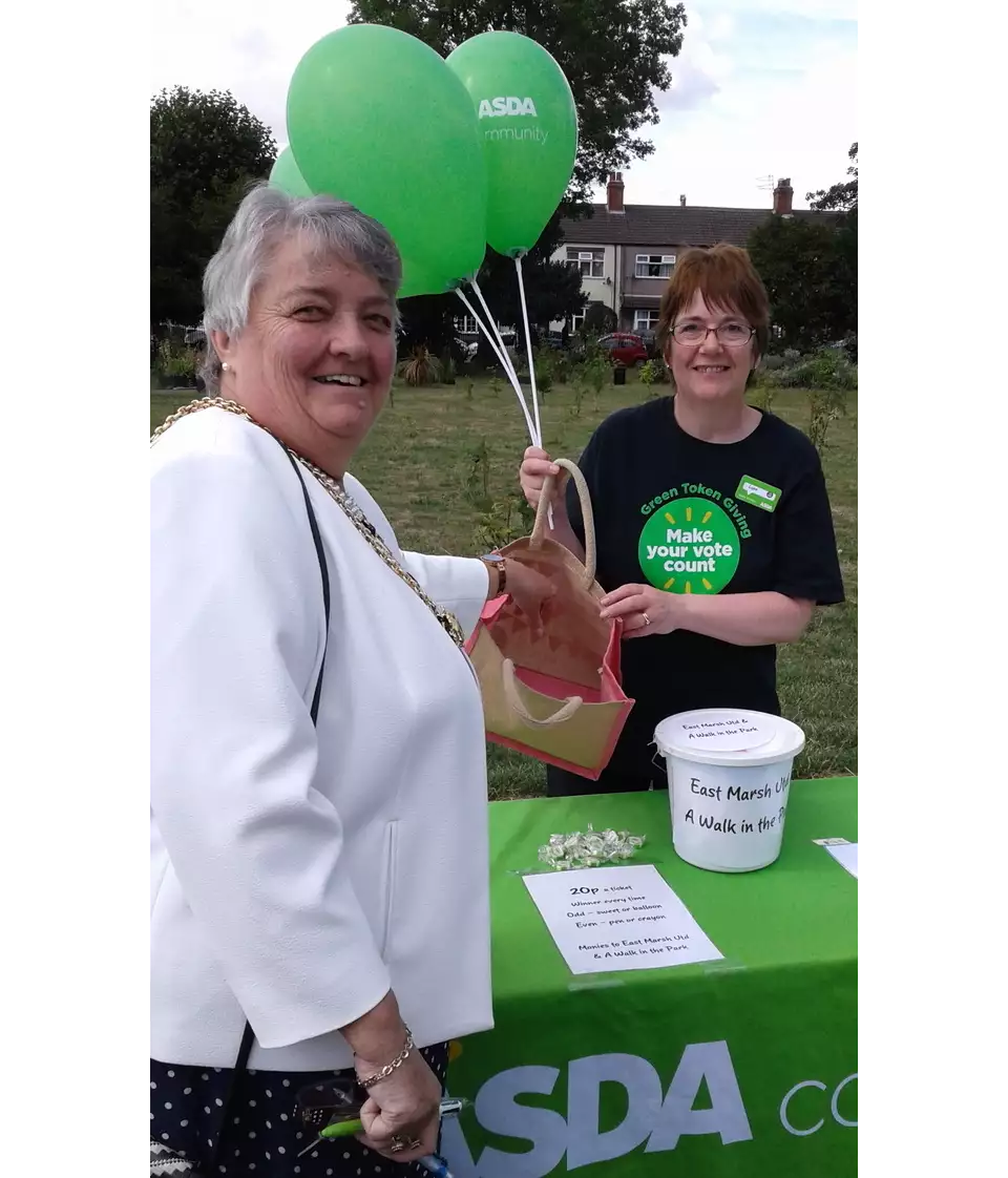 Asda Grimsby community champion Lynn Bailey with the local mayor