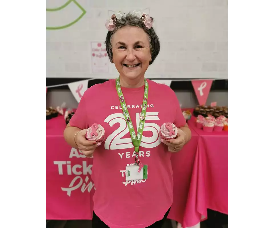 Helen Middleton from Asda Thornaby is one of four "breast friends" supporting Asda Tickled Pink