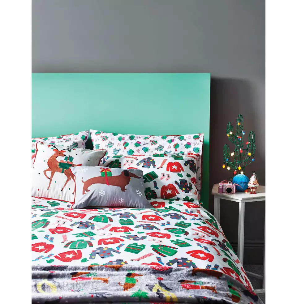 Christmas bedding - sausage dog cushions