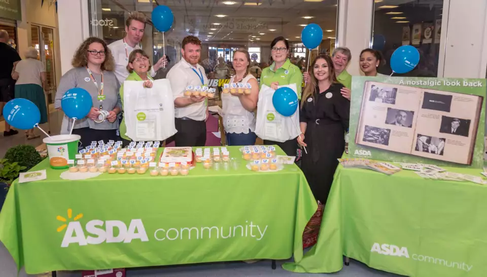 Asda colleagues hosting an NHS birthday party at Warrington Hospital