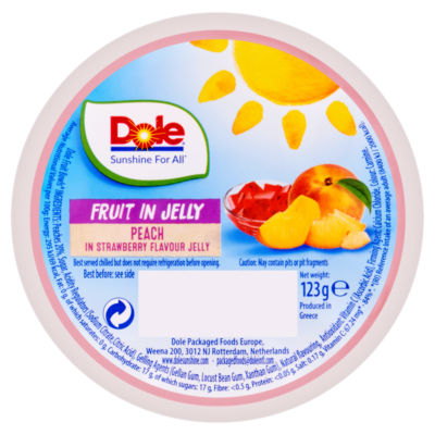 Dole Fruit in Jelly Peaches in Strawberry Jelly