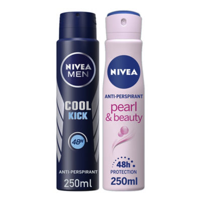 ASDA > Beauty Cosmetics > Nivea Men's and Women's Anti-Perspirant Deodorant Bundle