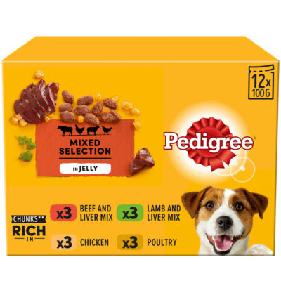 Pedigree Dog Food Pouches Favourites Jelly 12x 100g