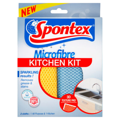 Spontex Microfibre Kitchen Kit 2 Pack