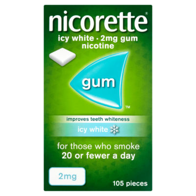 Nicorette 2mg Nicotine Icy White Sugar-Free Gum Pieces