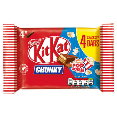 ASDA > Food Cupboard > Kit Kat Chunky Salted Caramel Popcorn Milk Chocolate Bars Multipack 4 Pack