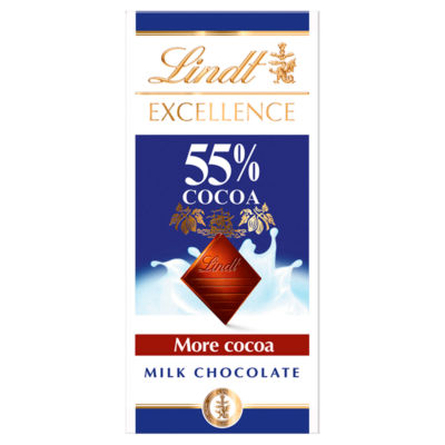 Lindt Excellence Milk 55% Cocoa Chocolate Bar