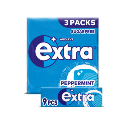 Wrigley's Extra Peppermint Sugar Free Chewing Gum Sugar Free 3 x 9 Pieces