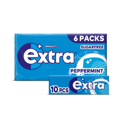 Wrigley's Extra Peppermint Chewing Gum Sugar Free Multipack 6 x 10 Pieces