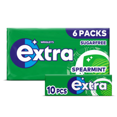 Wrigley's Extra Spearmint Chewing Gum Sugar Free Multipack 6 x 10 Pieces