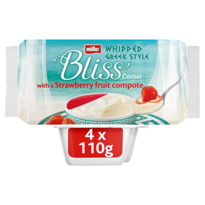 Muller Corner Bliss Whipped Greek Style Strawberry Yogurts