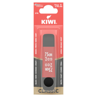 Kiwi Black Round Laces 75cm 2 Pack