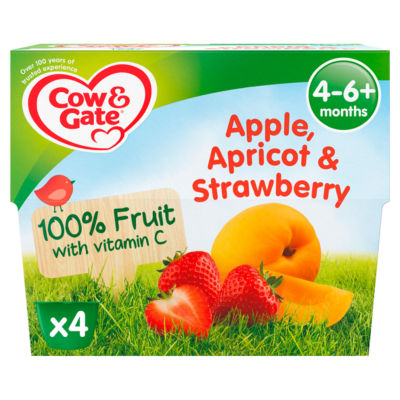 Cow & Gate Apricot & Strawberry 100% Fruit Pots 4+ Months