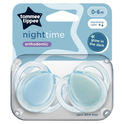 Tommee Tippee Closer to Nature Night Time 2 Orthodontic Soothers 0-6m
