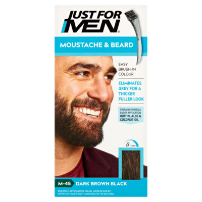 Just For Men Moustache & Beard Brush-In Colour Gel Dark Brown Black M-45