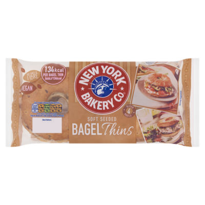 New York Bakery Co 4 Soft Seeded Bagel Thins