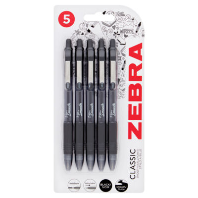 ASDA > Homeware Outdoors > Zebra Z-Grip Smooth Ball Pens 5 Pack Black