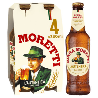 Birra Moretti Lager Beer Bottles 4 x 330ml