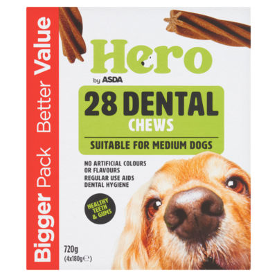 ASDA Hero Medium Dental Chews with Pumice Blend 28 Pack
