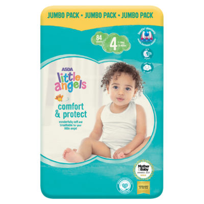 ASDA Little Angels Comfort & Protect Size 4 Nappies Jumbo Pack 84pk