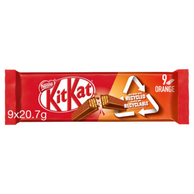 KitKat 2 Finger Orange Chocolate Biscuit Bar, 9 Pack