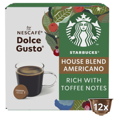 Starbucks by Nescafe Dolce Gusto Americano House Blend Medium Roast Coffee Pods 12 Capsules