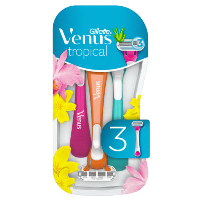ASDA > Beauty Cosmetics > Venus Tropical 3 Blade Disposable Razors 3 Pack