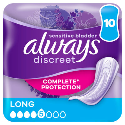 Always Discreet Incontinence Pads  Long for Sensitive Bladder