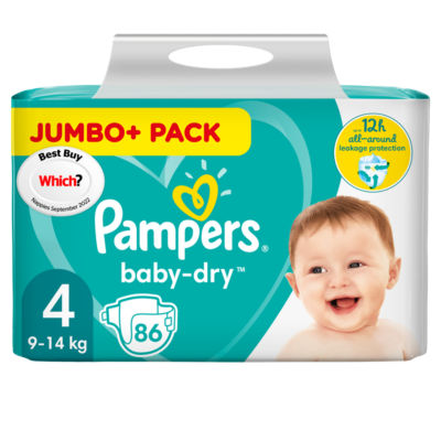 Pampers Baby-Dry Size 4 Nappies Jumbo+ Pack