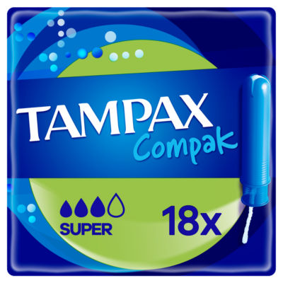 Tampax Compak Super Tampons Applicator x 18