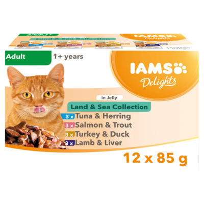 Iams Delights Complete Land & Sea Collection in Jelly Adult Cat Food Pouches