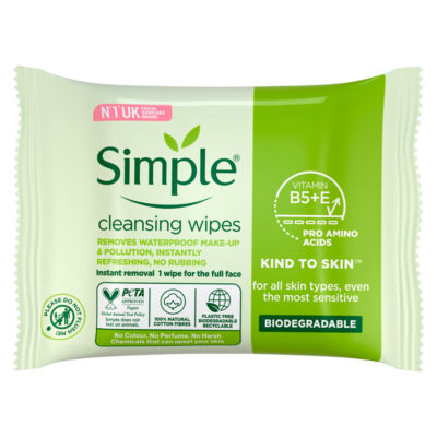 Simple Biodegradable Cleansing Face Wipes