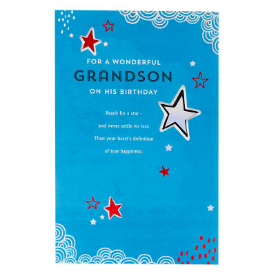UK Greetings Grandson Stars Pattern Birthday Card