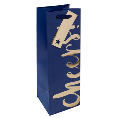 George Home Blue & Gold Cheers Champagne Bottle Bag