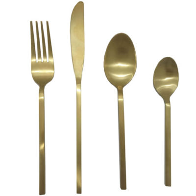 George Home Brushed Gold Effect Cutlery Set 16 Piece