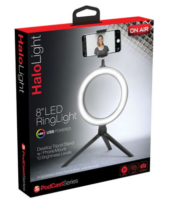 Tzumi HaloLight 8” LED Ring Light with Desktop Tripod Stand