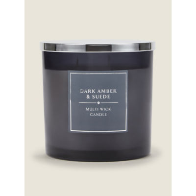 George Home Dark Amber & Suede XL Multiwick Candle - ASDA Groceries